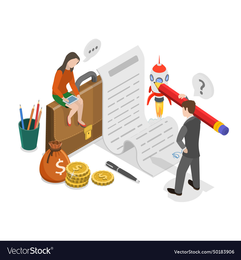 3d isometric flat of employee Royalty Free Vector Image