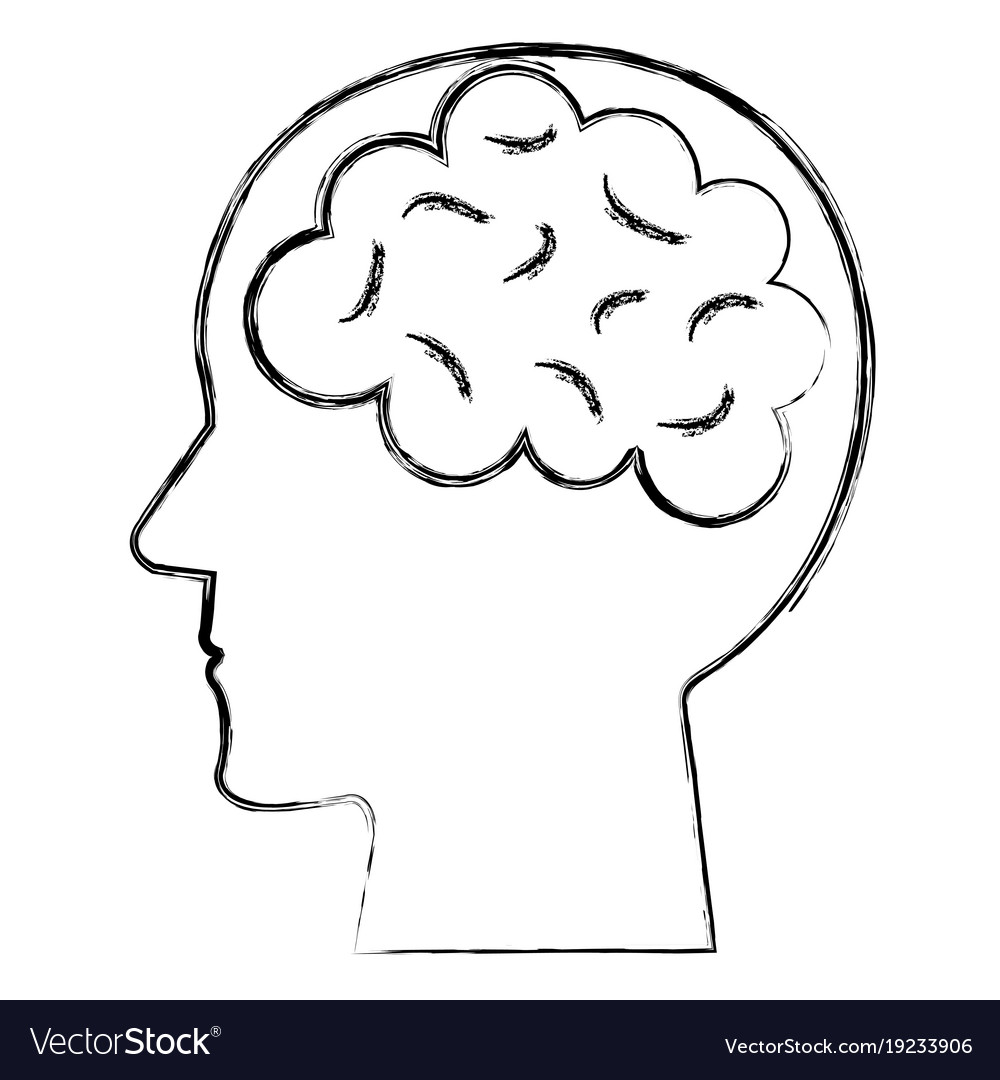 Brain storming with human profile Royalty Free Vector Image