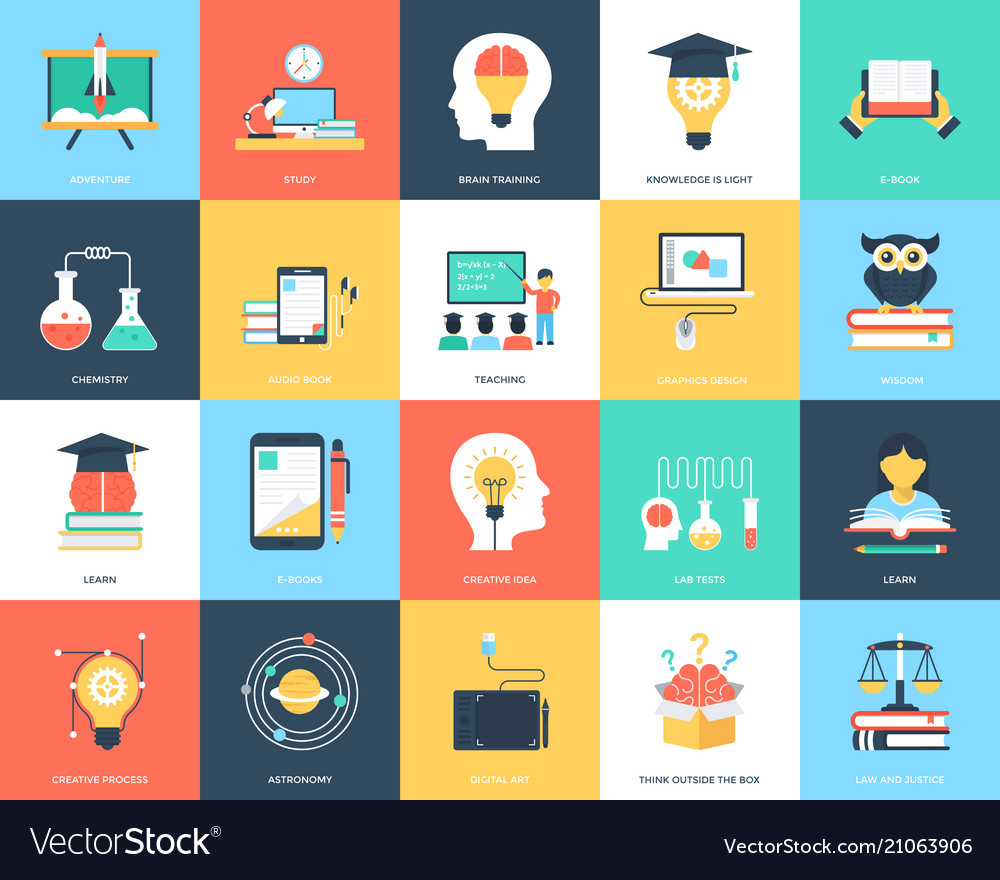 Education Flat Icons Pack Royalty Free Vector Image