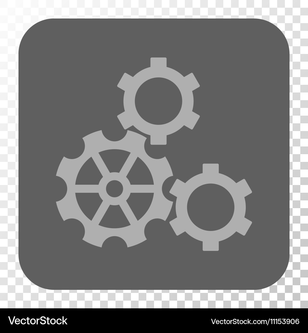 Gears rounded square button Royalty Free Vector Image