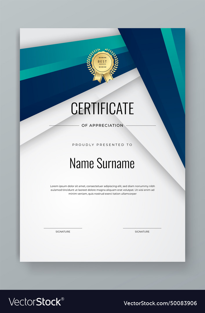 Green and blue modern luxury certificate Vector Image