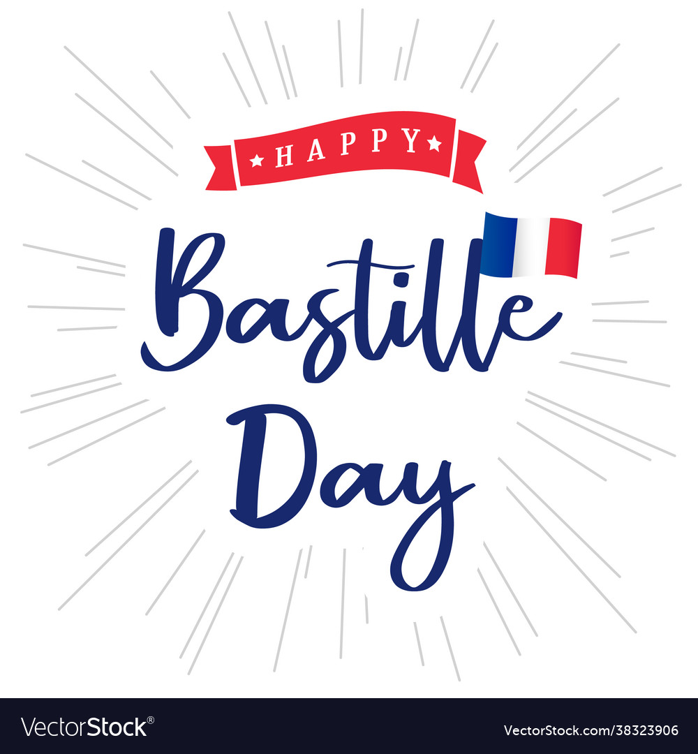 Happy bastille day france lettering blue banner Vector Image