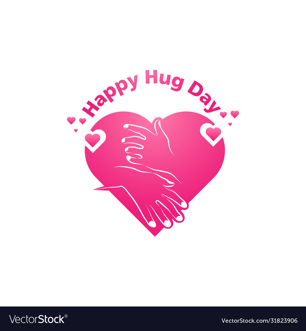 Happy hug day emblem isolated on white background Vector Image