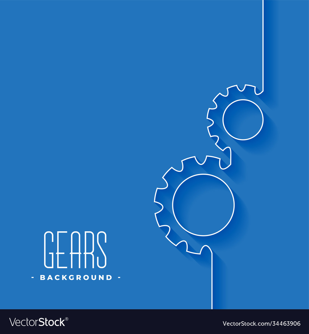 Line gears symbol on blue background design Vector Image