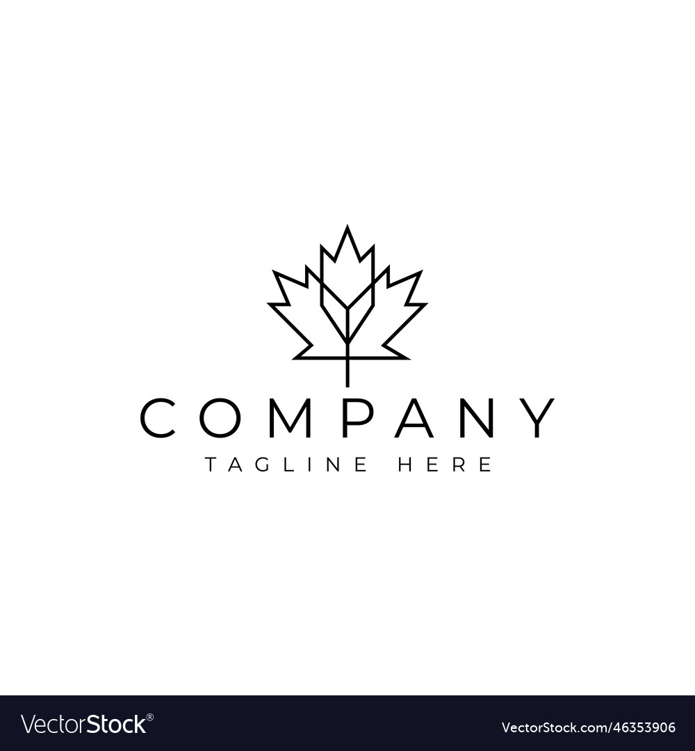 Maple leaf line logo design Royalty Free Vector Image