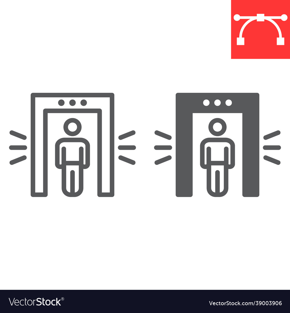 Metal detector line and glyph icon security