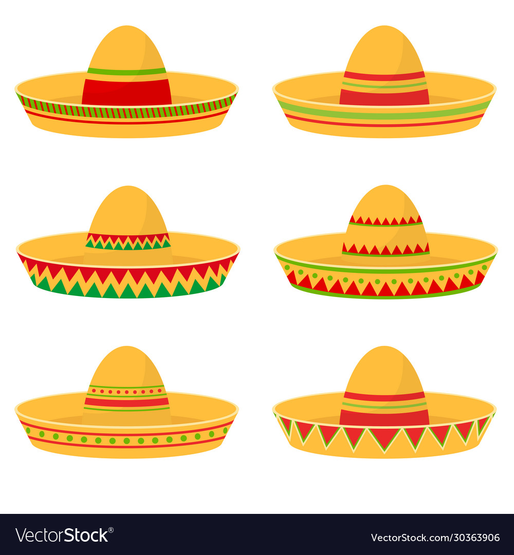 Mexican hat set Royalty Free Vector Image - VectorStock