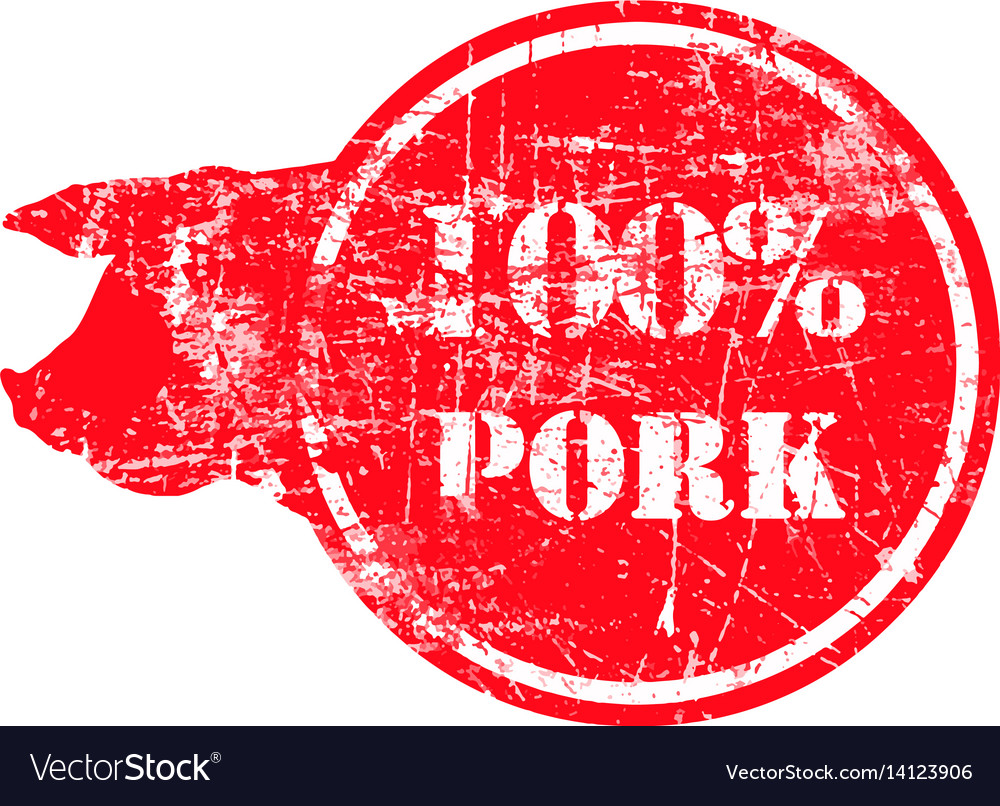 red grunge dirty rubber stamp with a pig vector image