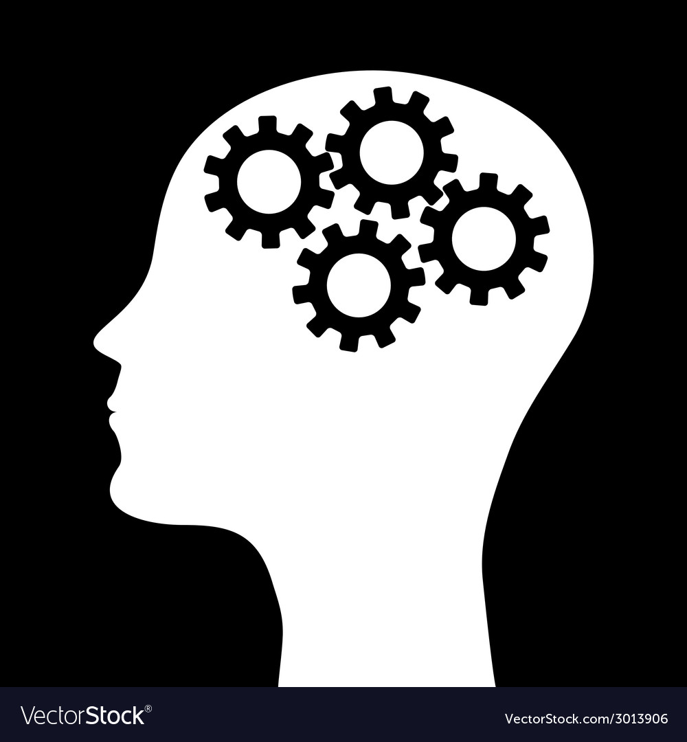 Silhouette of a mans head with picture the m Vector Image