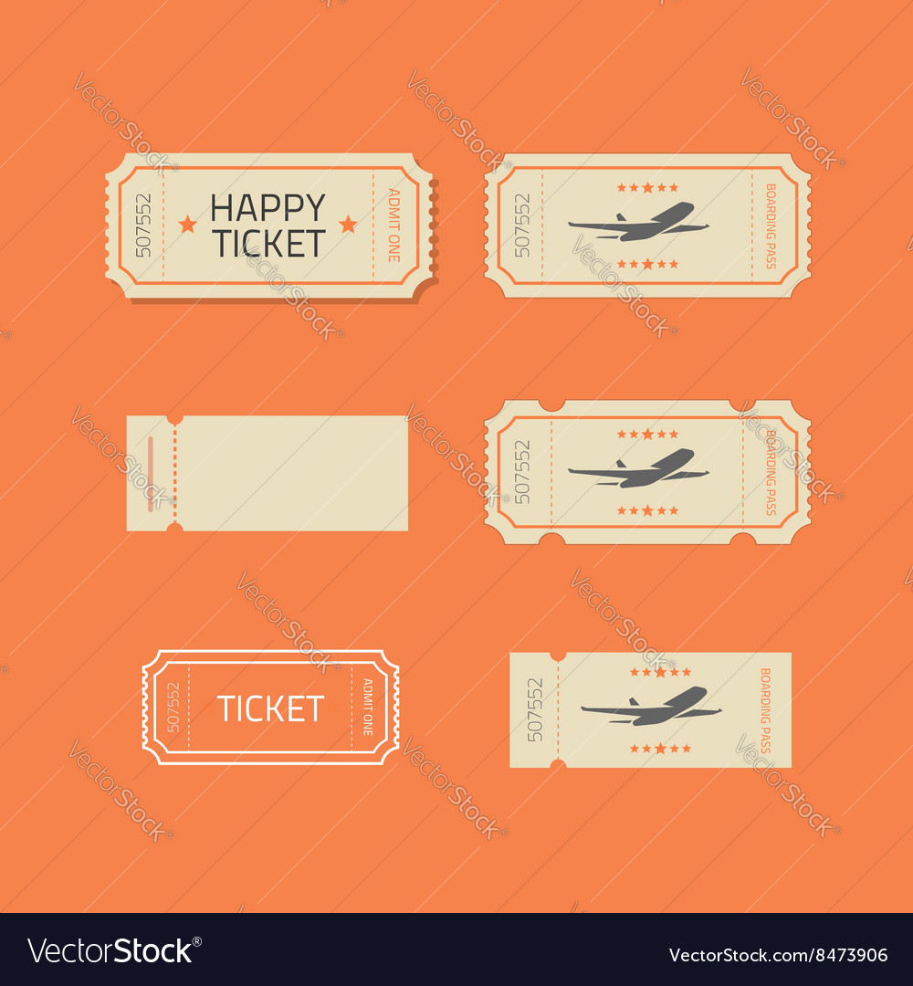 Ticket icons set isolated on orange