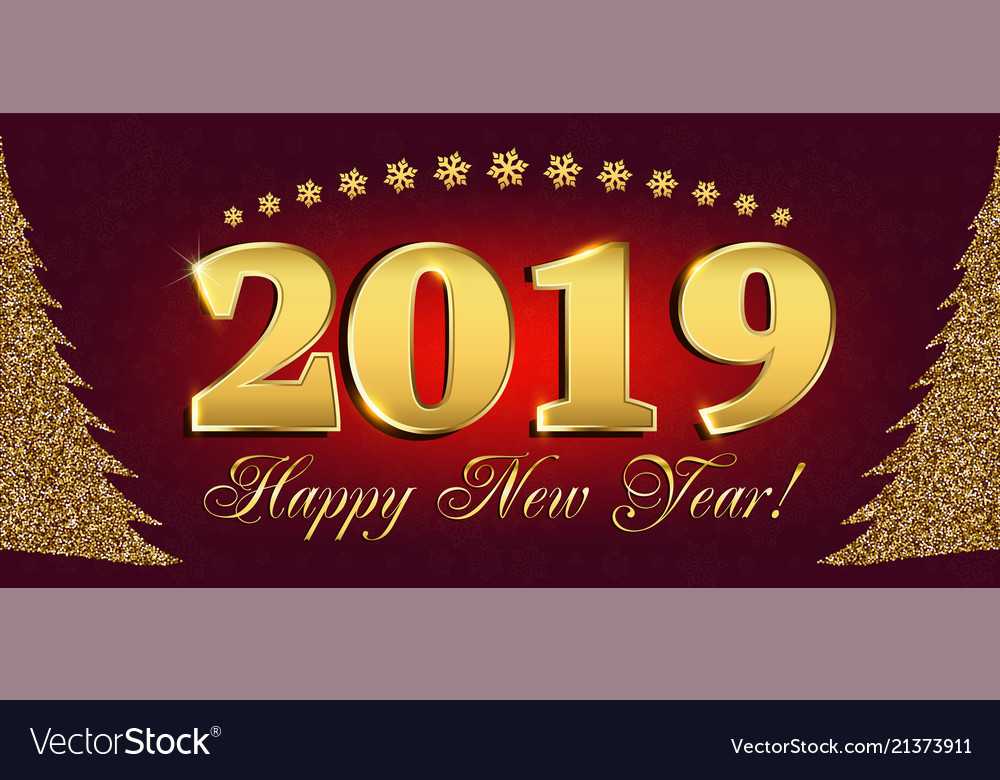 2019 happy new year flyers and greetings card or vector image