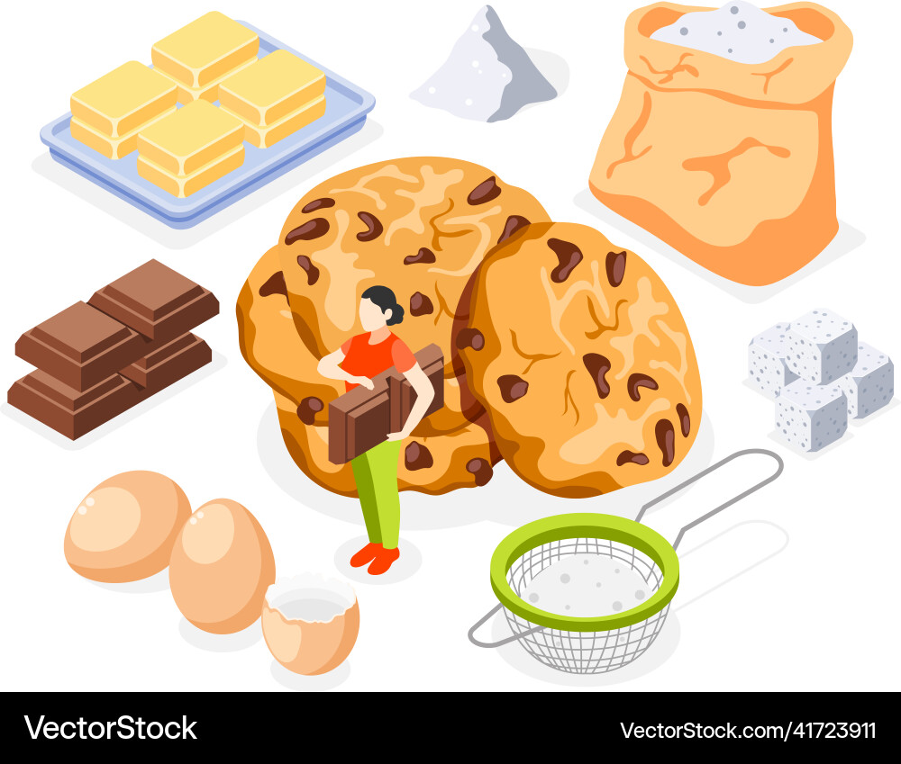 Bakery isometric icons Royalty Free Vector Image