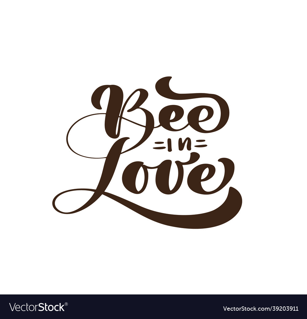 Bee in love calligraphy lettering baby text