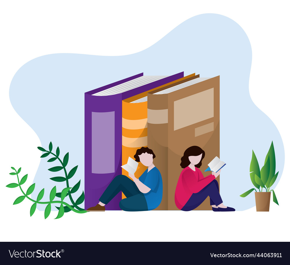 Man and women reading book icon Royalty Free Vector Image