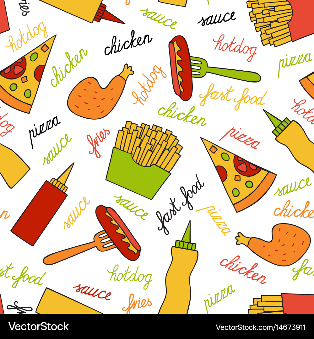Seamless pattern with fast food Royalty Free Vector Image