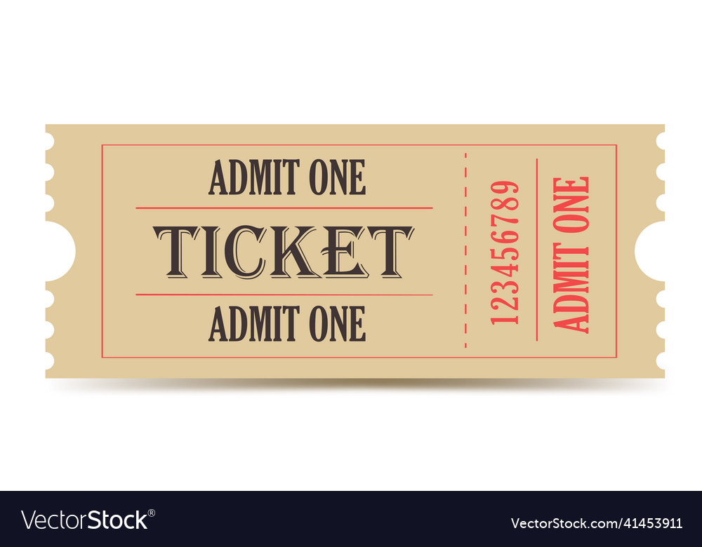 Vintage ticket cinema theater concert Royalty Free Vector