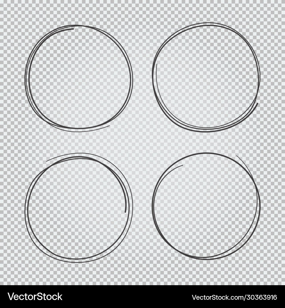 4 hand drawn scribble circles set Royalty Free Vector Image