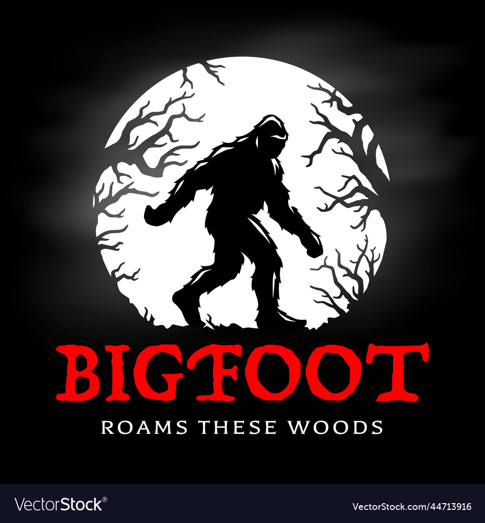 Bigfoot roams these woods graphic Royalty Free Vector Image