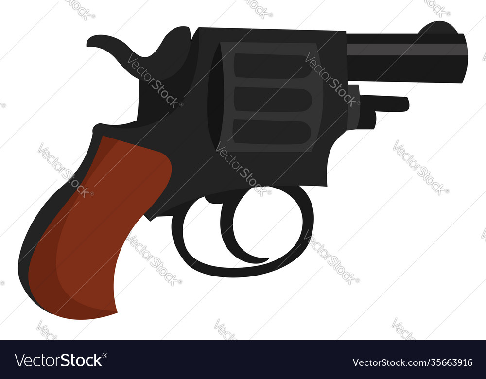 Black revolver on white background Royalty Free Vector Image