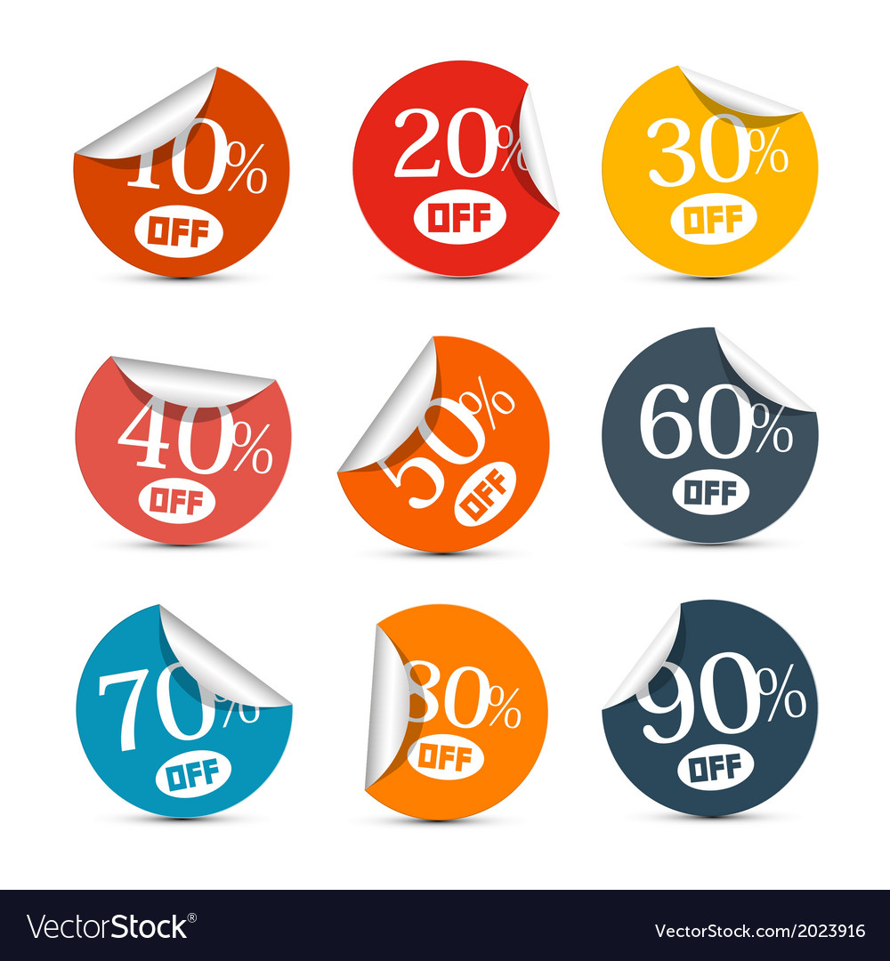 Colorful discount stickers labels set