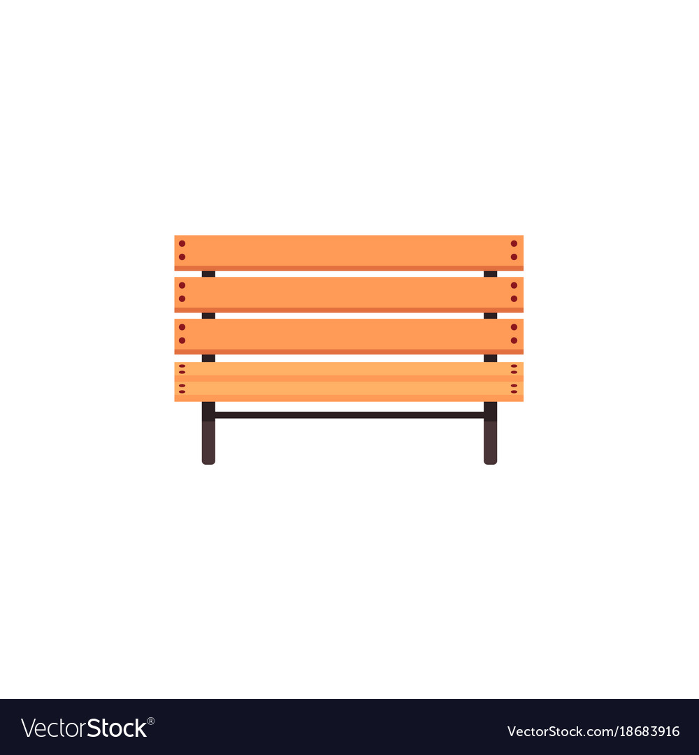 Flat cartoon wooden bench isolated