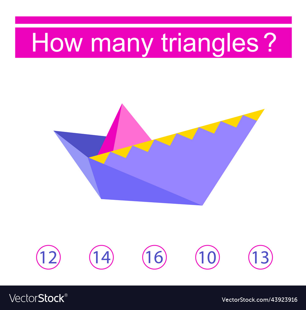 How many triangles are there math game for kids Vector Image