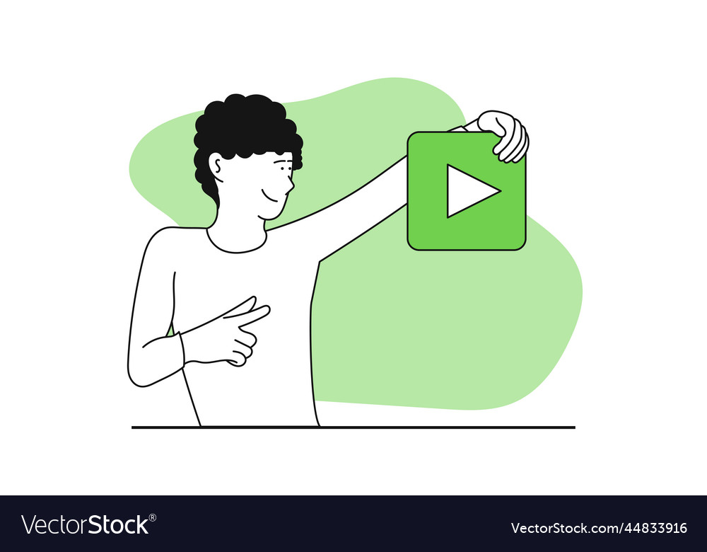 Man holding play button concept search