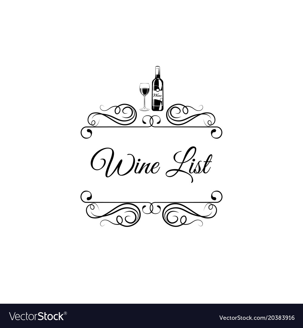 Menu wine design bottl glass swirls Royalty Free Vector
