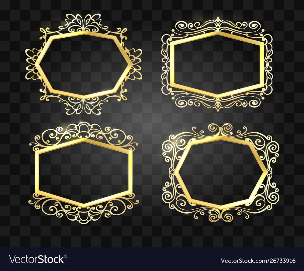 Ornate glow golden frames set