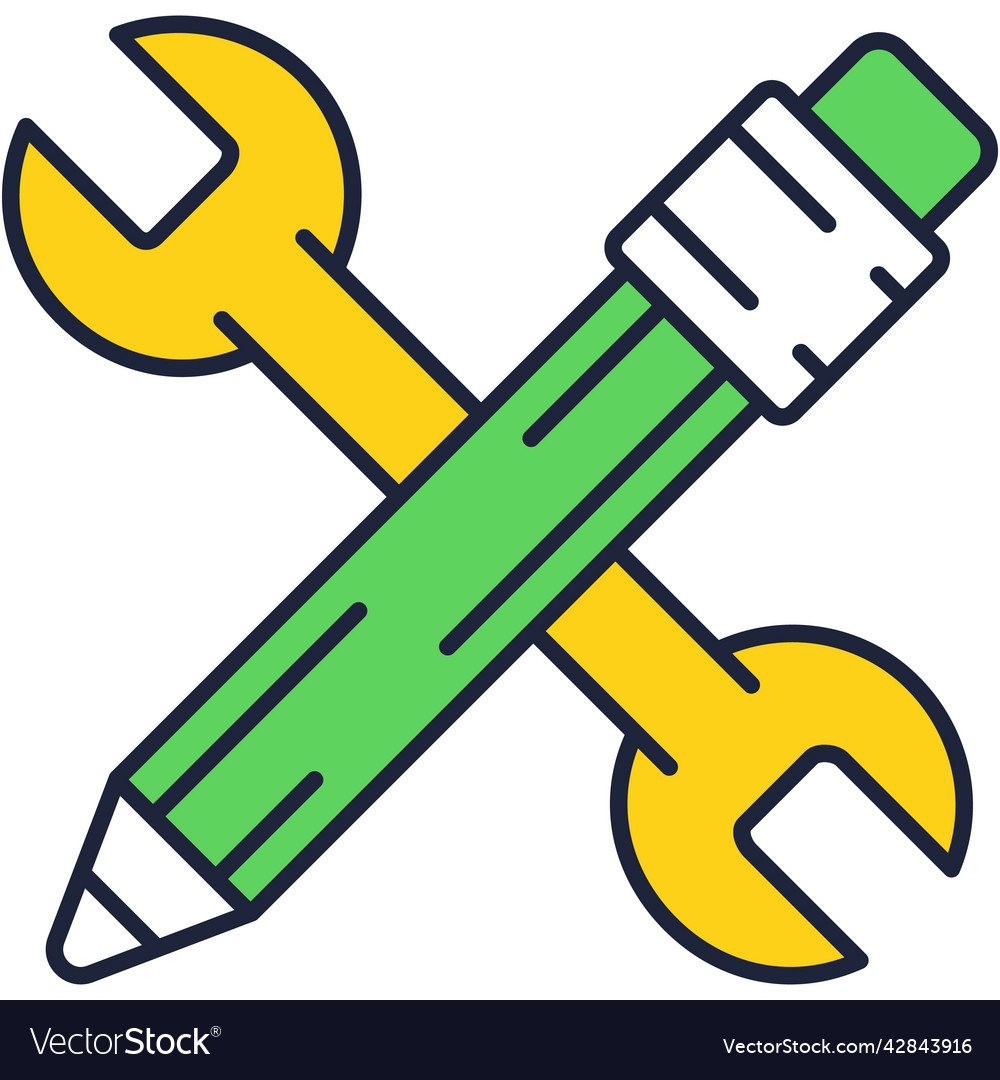 Pencil and wrench icon symbol