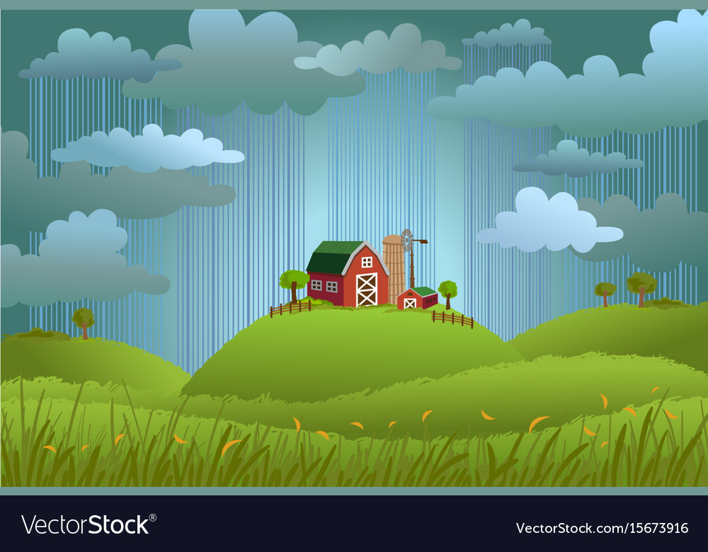 Rainy Day In Village Royalty Free Vector Image