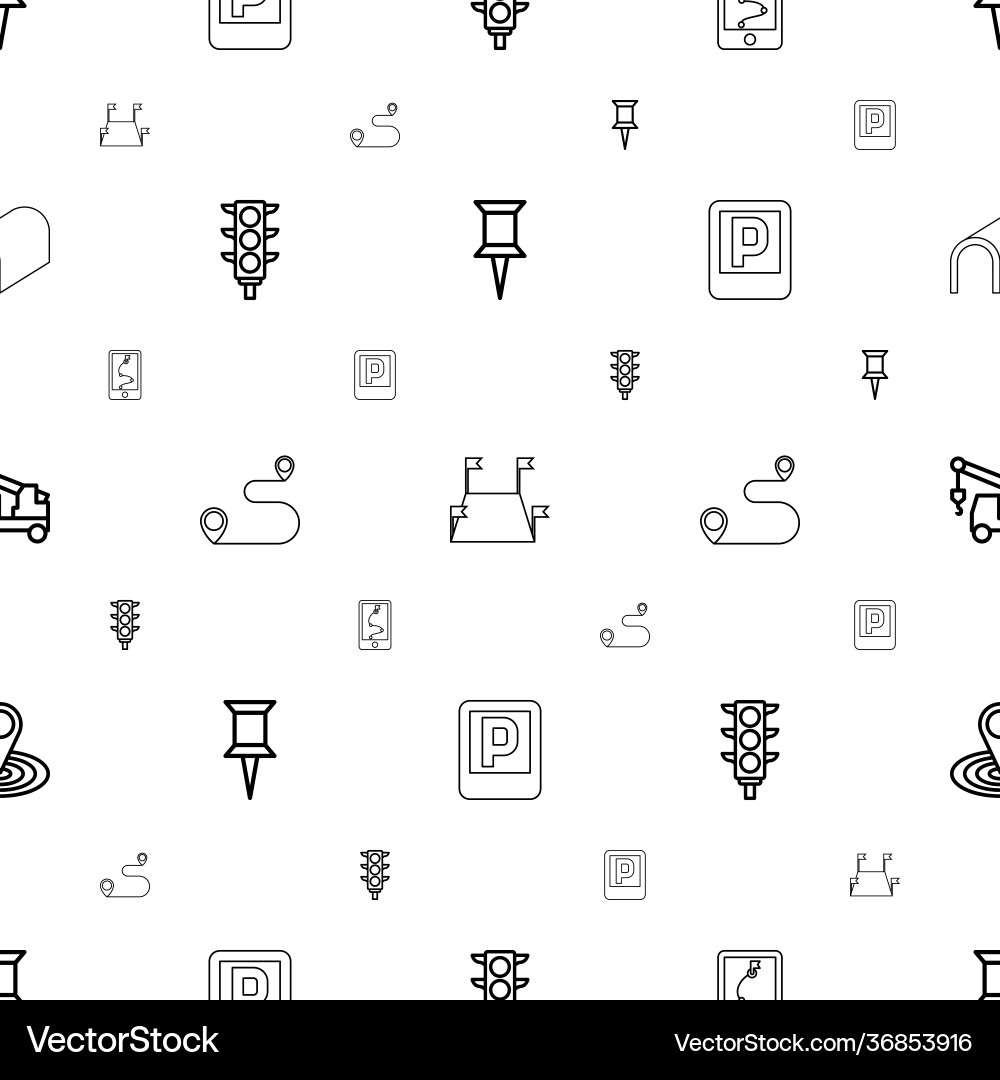 Road icons pattern seamless white background Vector Image