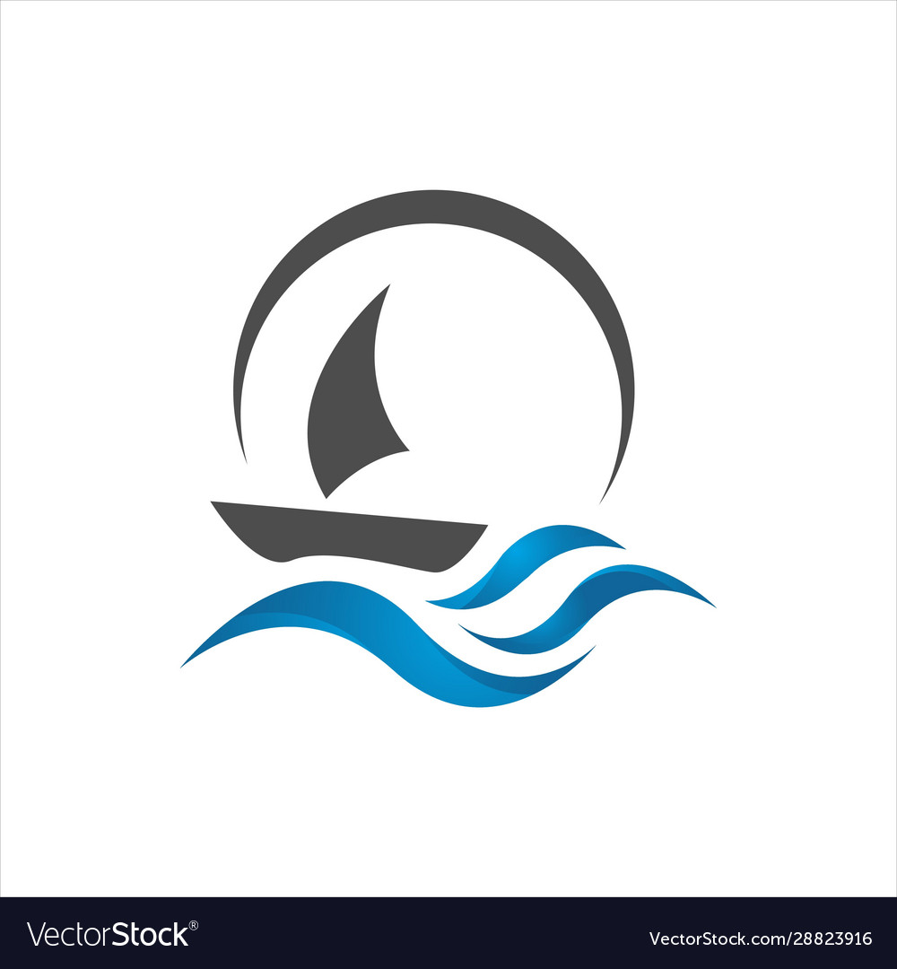 Sailing Yacht On Water Wave Template Concept Vector Image