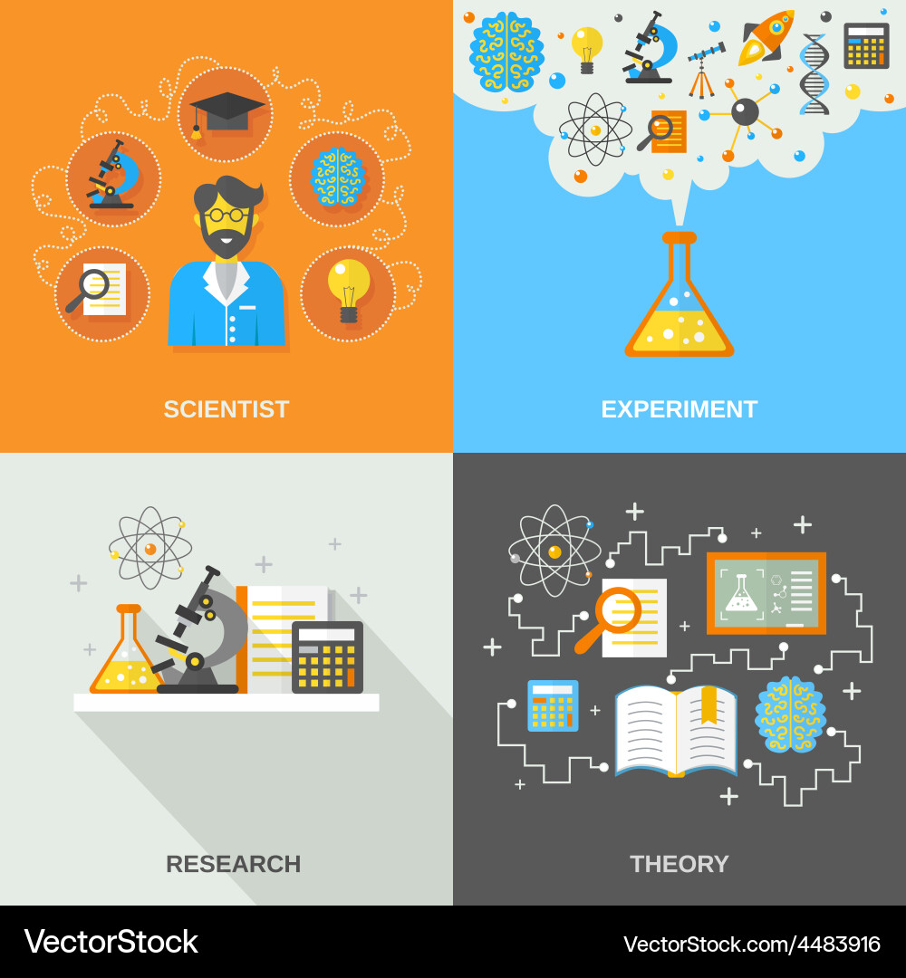 Science and research flat Royalty Free Vector Image