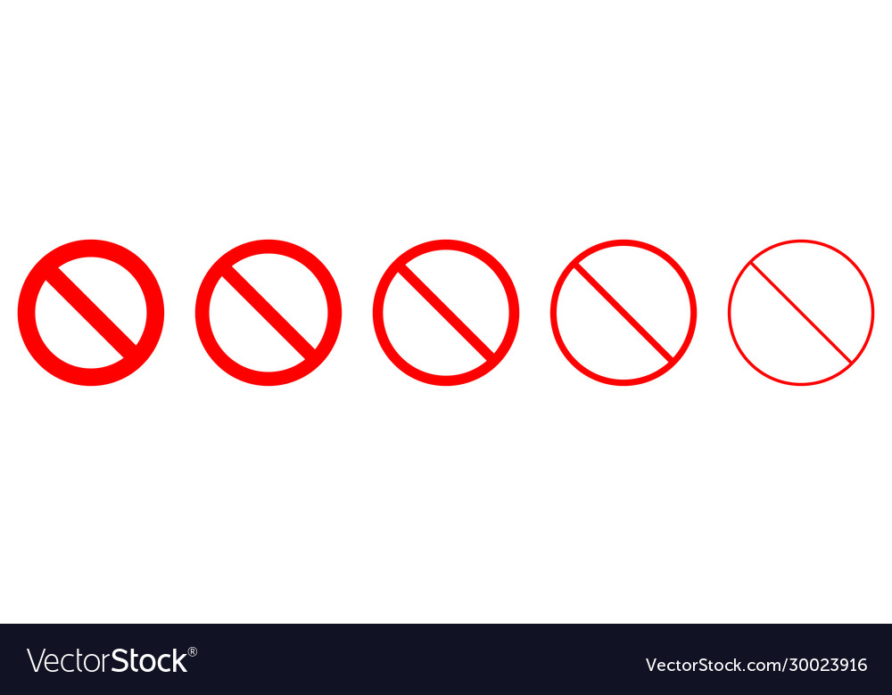 Set prohibition sign stop symbol red ban icon