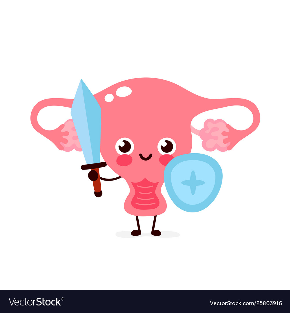 Strong cute healthy happy uterus Royalty Free Vector Image