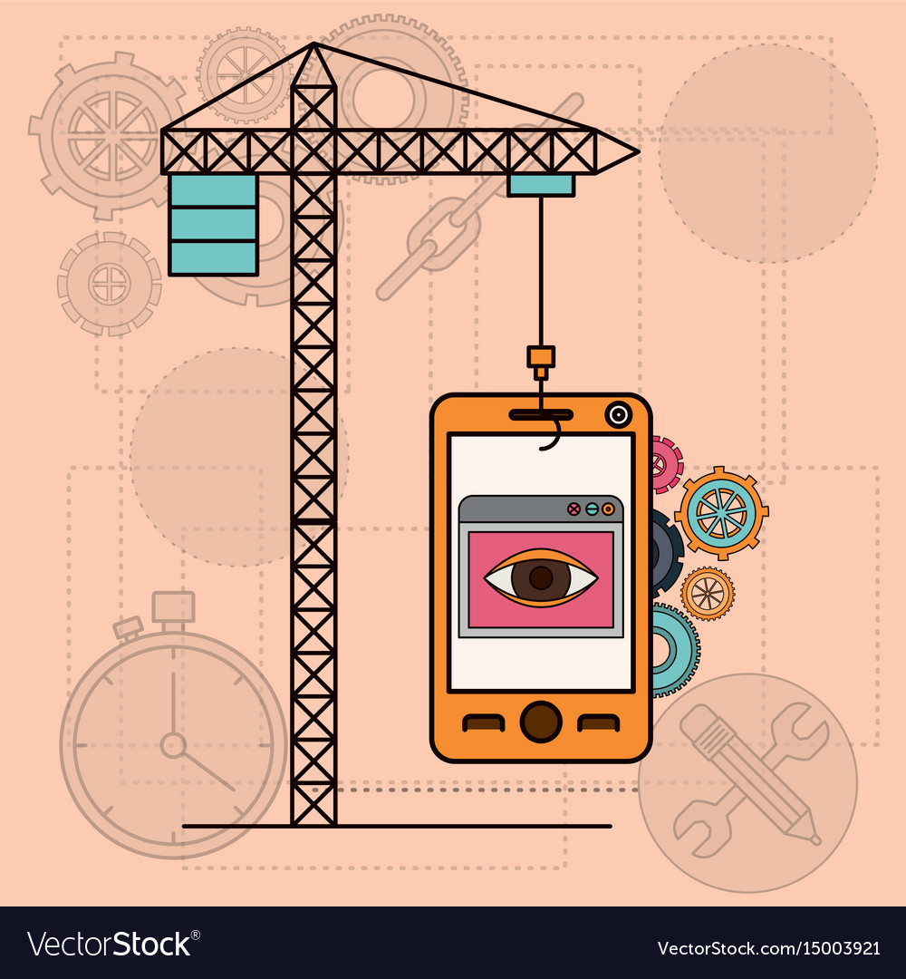 Background with mobile apps for development Vector Image