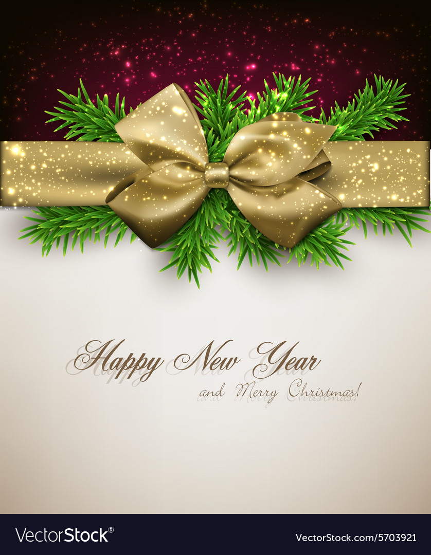 Christmas background with golden bow Royalty Free Vector