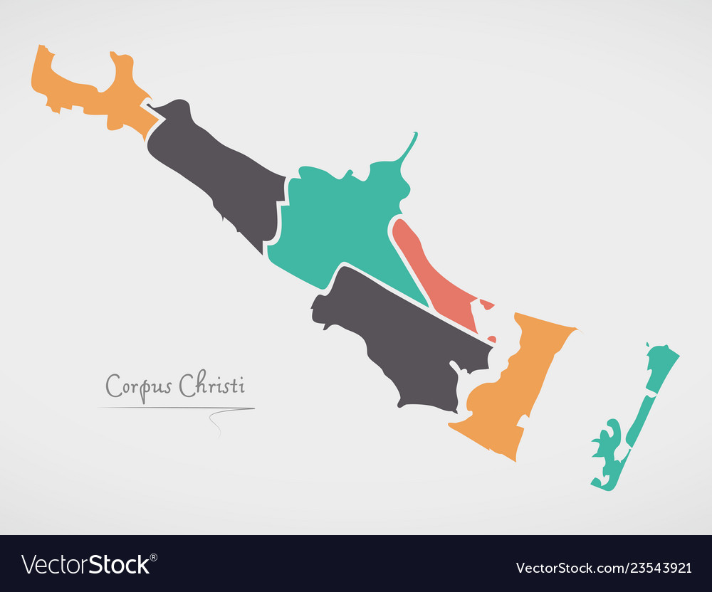 Corpus Christi Texas Map With Neighborhoods Vector Image