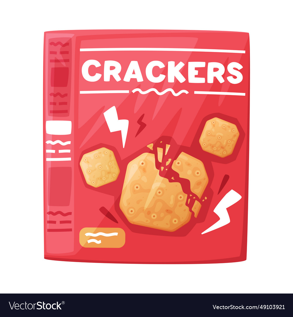 Crunchy cracker cookie package as dry baked flour Vector Image