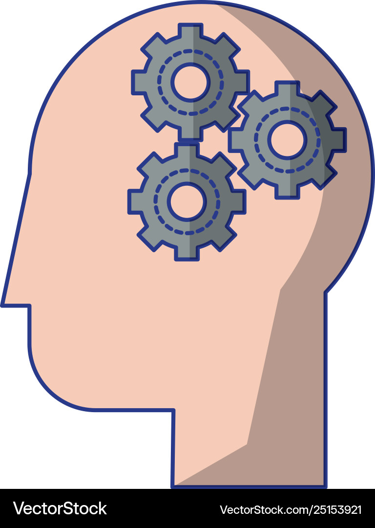 Human head with gears Royalty Free Vector Image