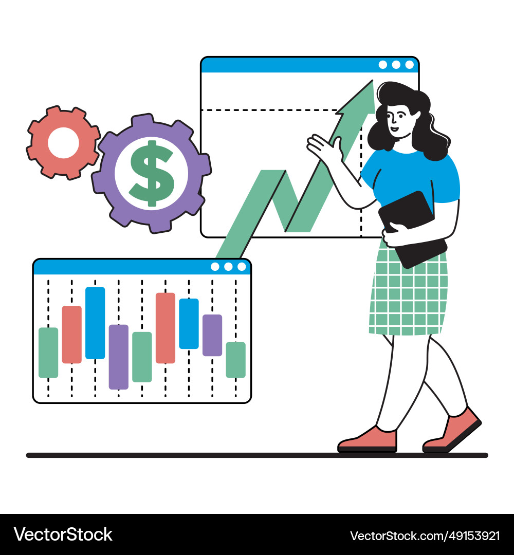 In iconic style with a woman who Royalty Free Vector Image