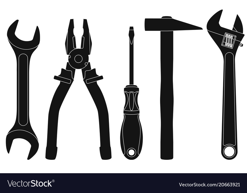 Download Industrial tools kit - spanner pliers Royalty Free Vector