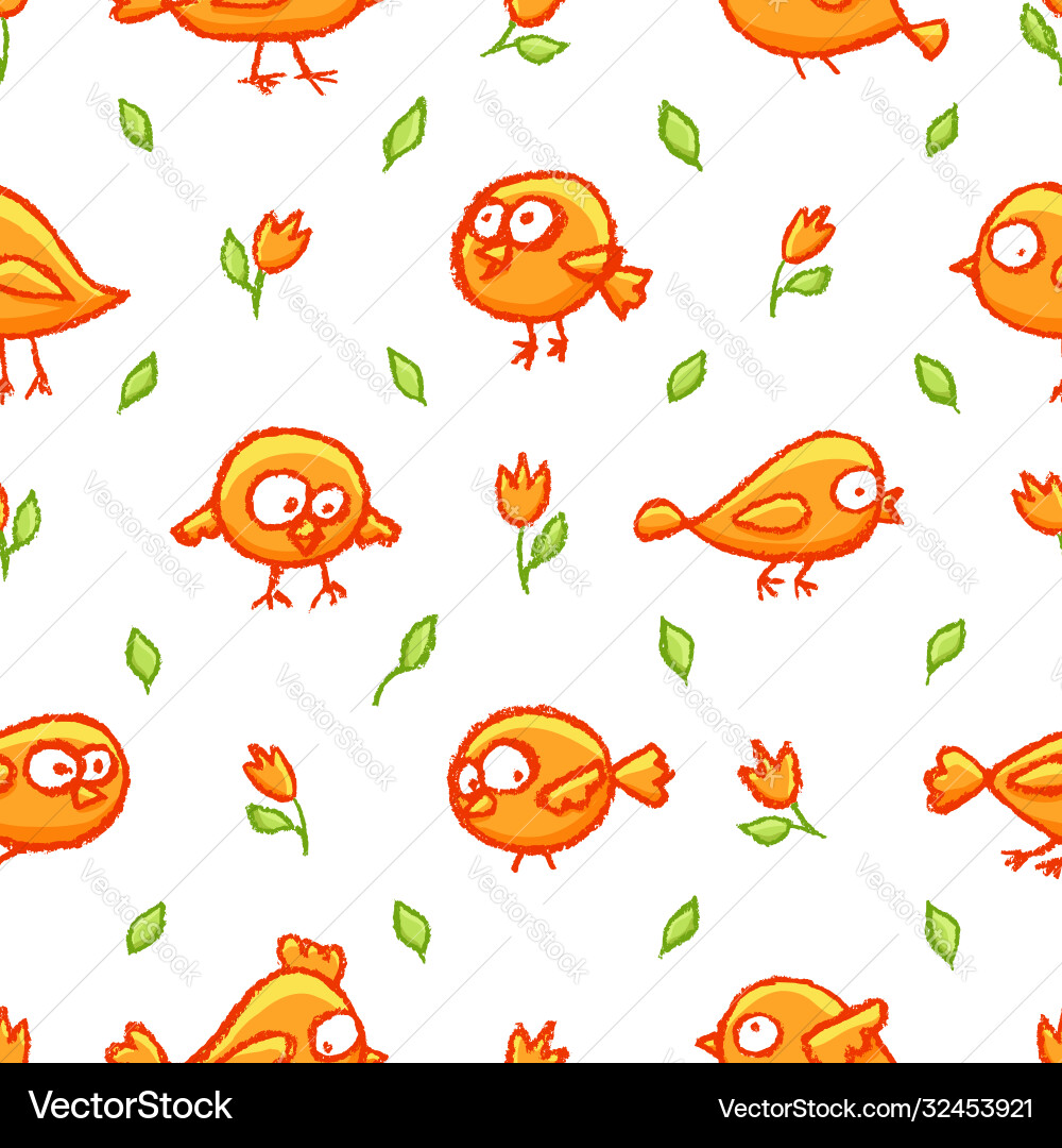 Little birds seamless pattern Royalty Free Vector Image