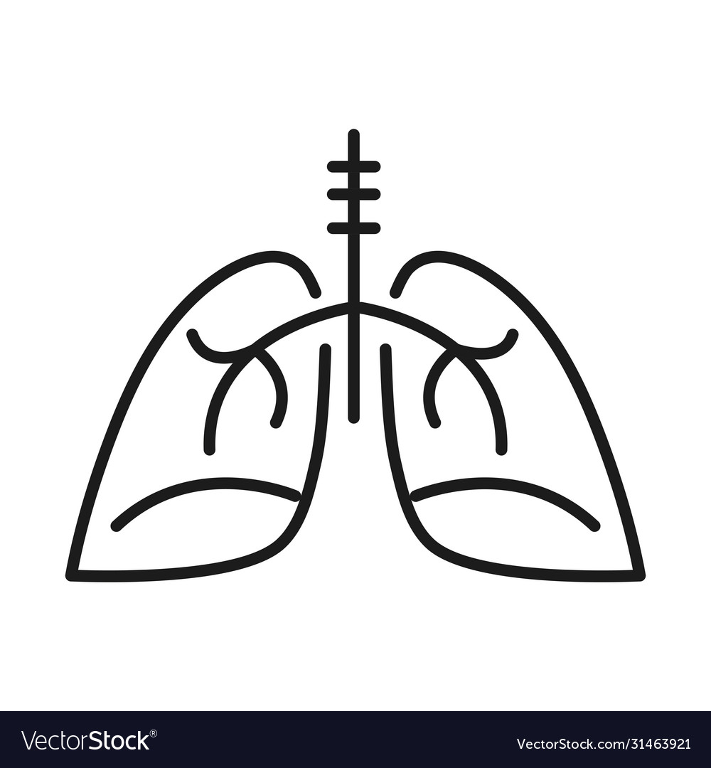 Lungs organ line style icon design Royalty Free Vector Image