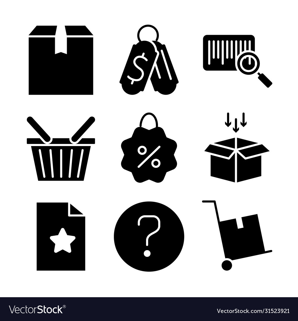 Package box and shopping online icon set