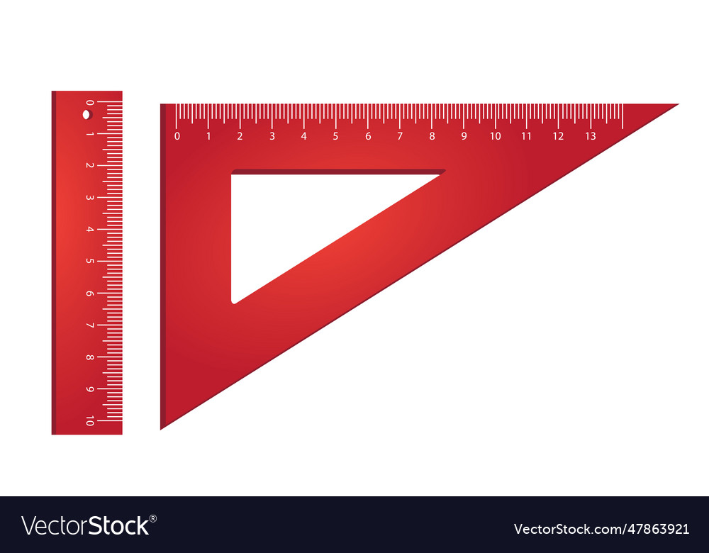 Ruler and triangle realistic Royalty Free Vector Image