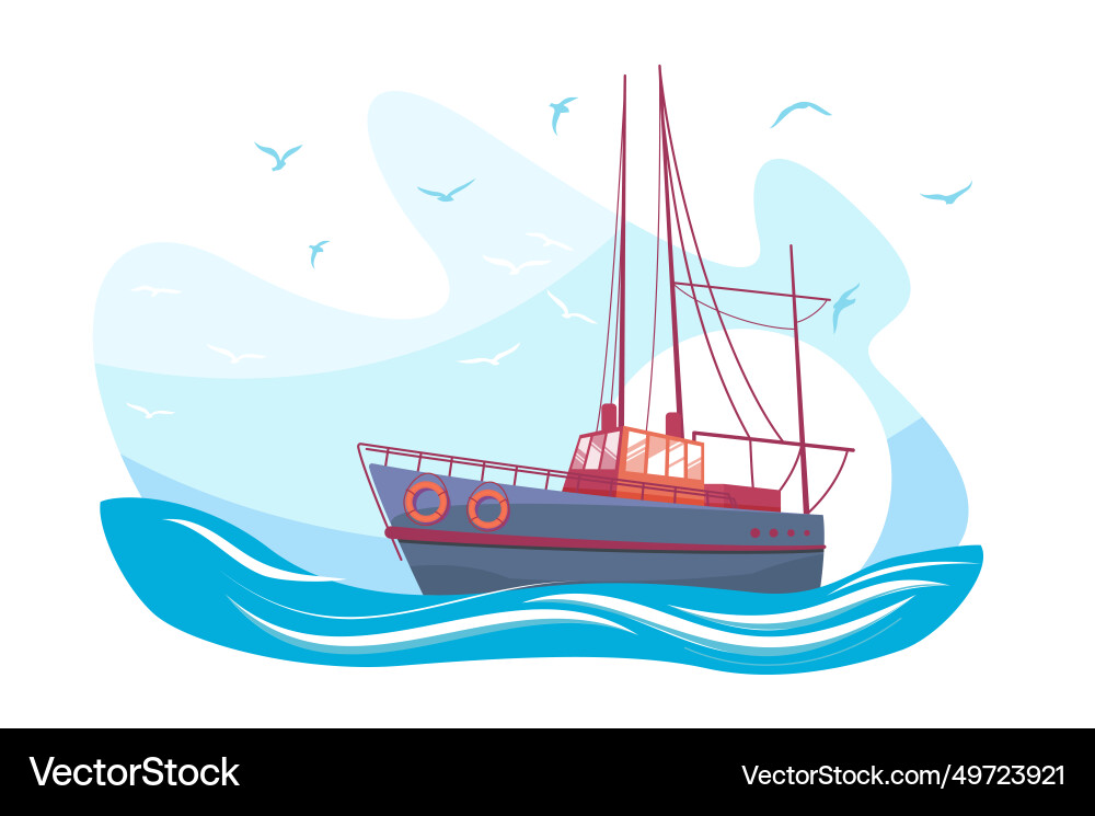 Sailing ship at sea Royalty Free Vector Image - VectorStock