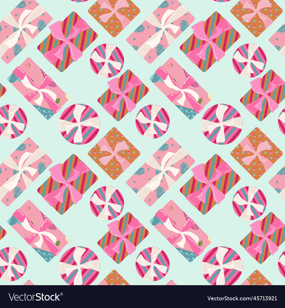 Seamless pattern with colorful gift boxes pattern Vector Image