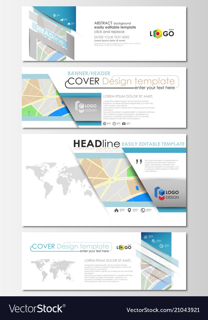 Social Media And Email Headers Set Modern Banners Vector Image